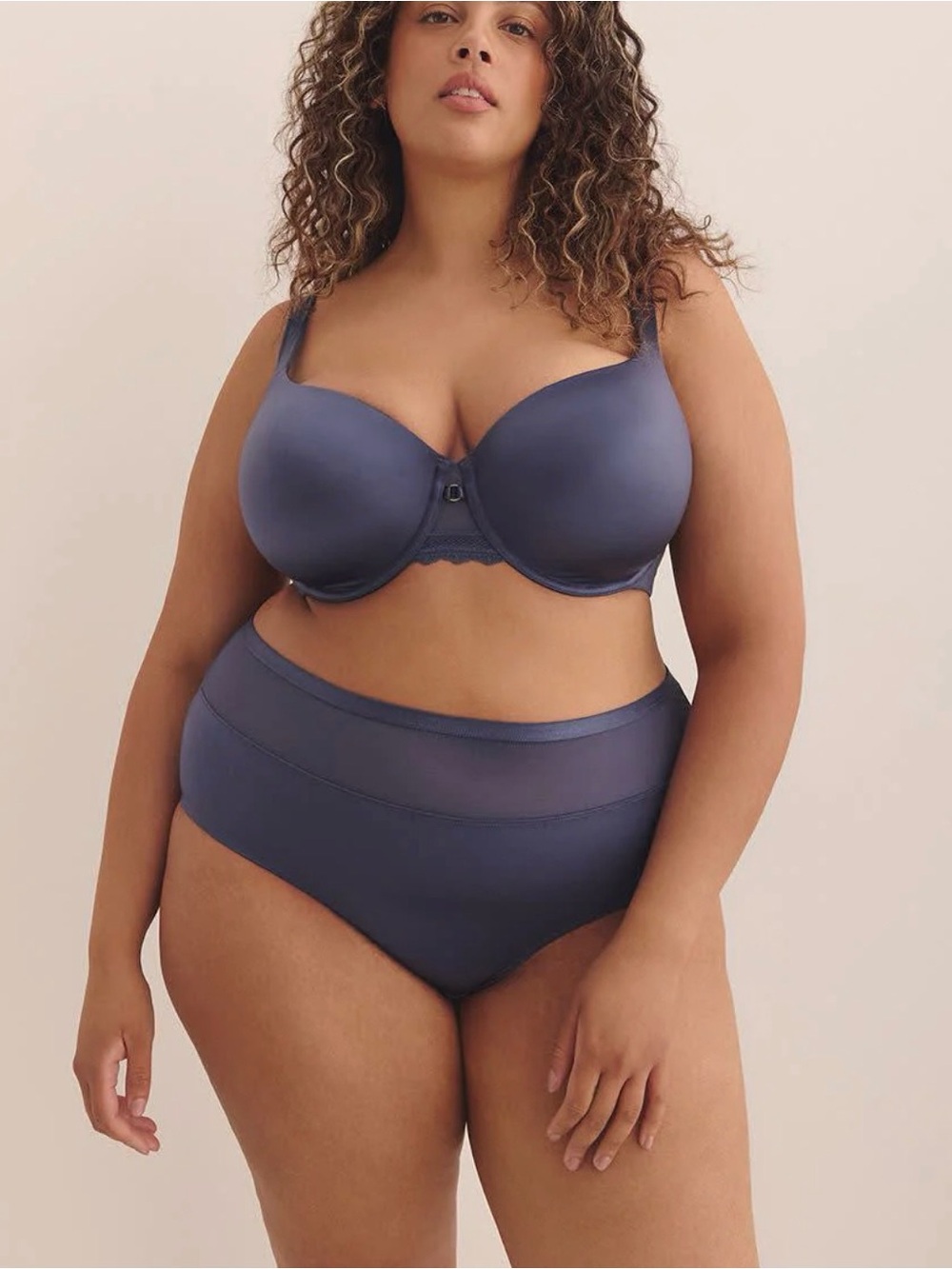 Penningtons Blue Satin Underwire Padded T-Shirt Bra with Lace - ti Voglio